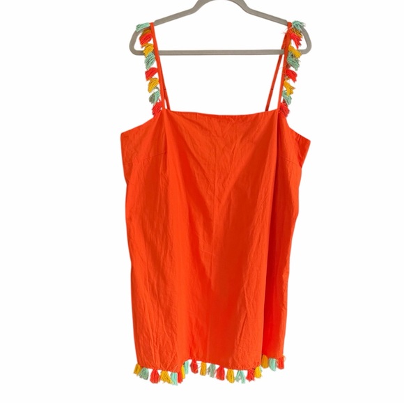 NWT ANTHROPOLOGIE Shift Mini Dress L Tassels Orange - Picture 4 of 13